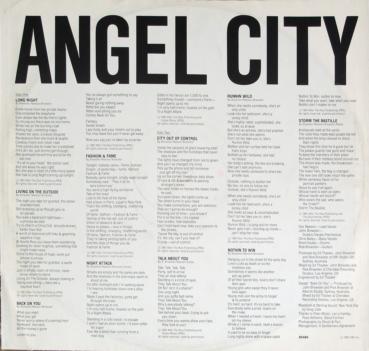 ANGEL CITY - Night Attack custom inner sleeve